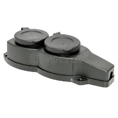 Колодка 2-м 16А IP44 2P+PE 230В с защ. крышками каучук Basic EKF RPS-018-16-230-44 изображение, фото