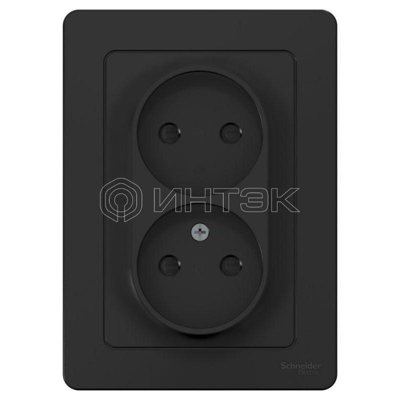 Розетка 2-м СП Blanca 16А IP20 250В без заземл. защ. шторки антрацит Systeme Electric BLNRS000126 изображение, фото