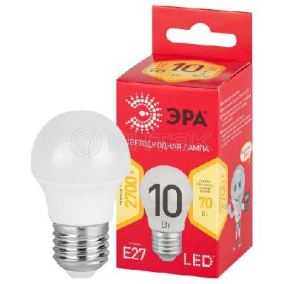 Лампа светодиодная RED LINE LED P45-10W-827-E27 R 10Вт P45 шар 2700К тепл. бел. E27 Эра Б0050698 изображение, фото