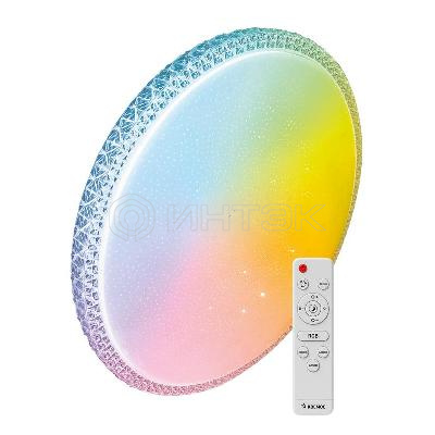 Светильник светодиодный PREMIUM MYSTERY RGB 75Вт 230В 3000-6500К 6000лм IP40 495х85мм настенно-потолочный управляемый с пультом ДУ с RGB подсветкой КОСМОС KSMystRGB75W изображение, фото