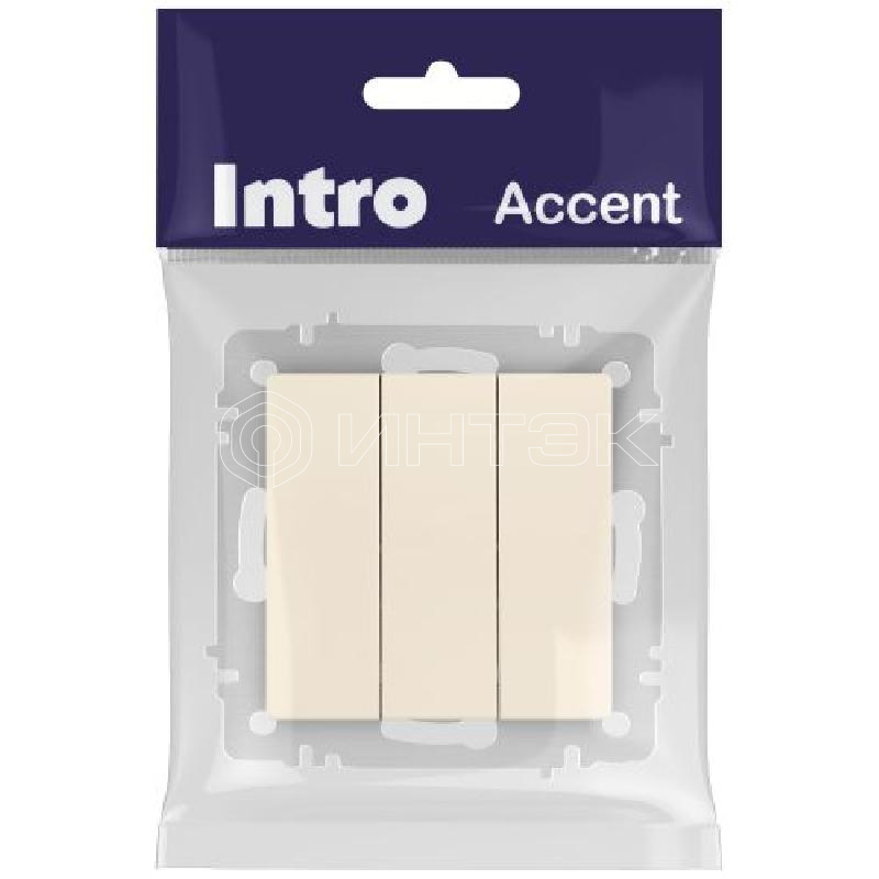 Выключатель 3-кл. СП Accent 6-106-02 10А IP20 250В AL/CU сл.кость Intro Б0063534 изображение, фото