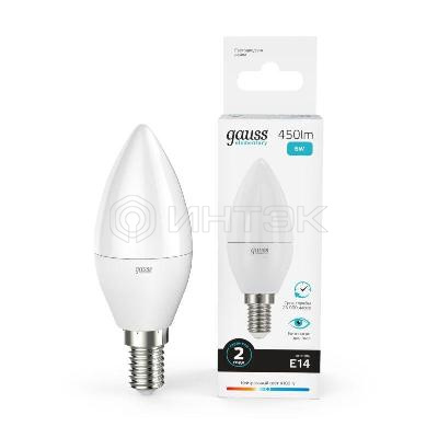Лампа светодиодная Elementary 6Вт свеча 4100К нейтр. бел. E14 450лм GAUSS 33126 изображение, фото