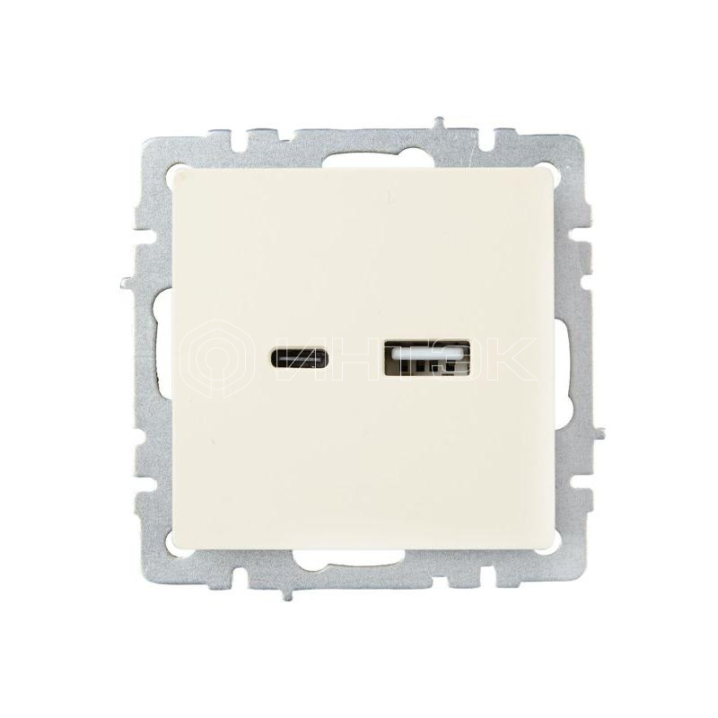 Розетка BRITE USB A+C 18Вт РЮ11-1-БрКр механизм беж. IEK BR-U22-018-K10 изображение, фото