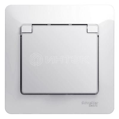 Розетка 1-м СП Glossa 16А IP20 с заземл. защ. шторки с крышкой в сборе бел.  Systeme Electric GSL000146 изображение, фото