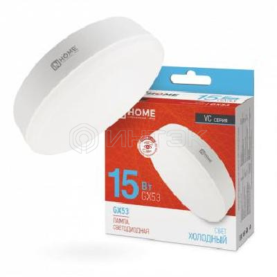 Лампа светодиодная LED-GX53-VC 15Вт таблетка 6500К холод. бел. GX53 1430лм 230В IN HOME 4690612020839 изображение, фото