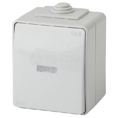 Выключатель 1-кл. ОП Эра Эксперт 10А IP65 11-1602-03 250В 10AX с подсветкой сер. Эра Б0035974 изображение, фото