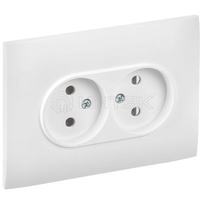 Розетка 2-м SKANDY 10А без заземл. без защ. шторок в сборе SK-R10W арктич. бел. IEK SK-R20-10-K01-F изображение, фото