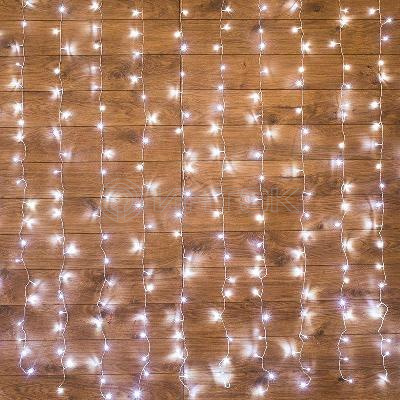Гирлянда светодиодная "Светодиодный Дождь" 2.5х2м 300LED бел. 16Вт 230В IP20 свечение с динамикой провод прозр. Neon-Night 235-055 изображение, фото