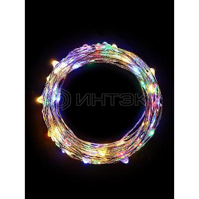 Гирлянда светодиодная "Разноцветные нити" 1.5м 30LED мультиколор в виде капель элементы питания 3хAA (не в компл.) КОСМОС KOCNL-EL114_multy изображение, фото