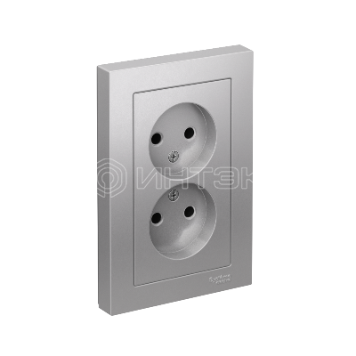 Розетка 2-м СП AtlasDesign 16А IP20 без заземл. в сборе алюм.  Systeme Electric ATN000320 изображение, фото