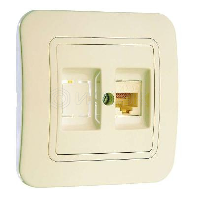 Розетка компьютерная 2-м СП Lillium 16А IP20 кат.5E + гнездо крем./крем. Makel 70235 изображение, фото