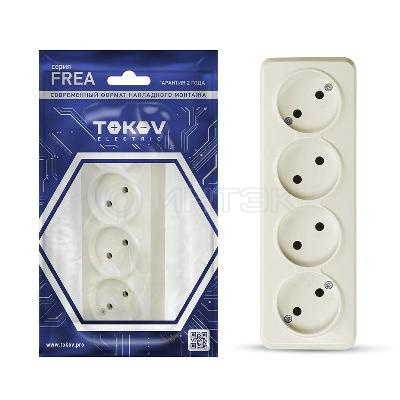 Розетка 4-м ОП Frea 16А IP20 250В без заземл. АБС-пластик беж. TOKOV ELECTRIC TKE-FR-R4-C02 изображение, фото