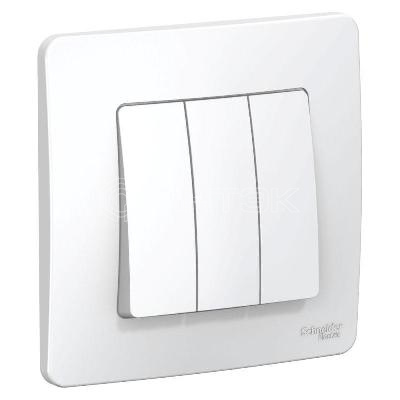 Выключатель 3-кл. СП Blanca 10А IP20 (сх. 1+1+1) 250В бел.  Systeme Electric BLNVS100501 изображение, фото