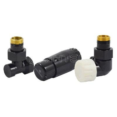 Комплект трехосевой SCHLOSSER STANDARD MINI 1/2quot; правый, Ral 9005, с термоголовкой MINI M30x1,5 изображение, фото