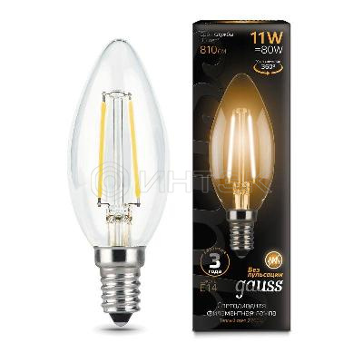 Лампа светодиодная филаментная Black Filament 11Вт свеча 2700К тепл. бел. E14 810лм GAUSS 103801111 изображение, фото