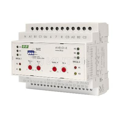 Устройство управления резервным питанием AVR-01-K (2 ввода; 1 нагрузка 35мм 3х400В+N 2х16А 2P IP20 монтаж на DIN-рейке) F&F EA04.006.001 изображение, фото
