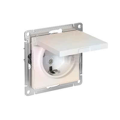 Розетка 1-м СП AtlasDesign 16А IP20 с заземл. защ. шторки с крышкой механизм жемчуж.  Systeme Electric ATN000446 изображение, фото