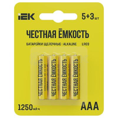 Элемент питания алкалиновый LR03/AAA ПРОМО (блист.5+3шт) IEK ABT-LR03-OP-L05-03 изображение, фото