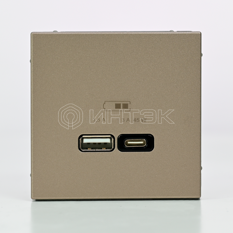 Розетка USB ArtGallery тип A+C 45Вт QC PD высокоскор. ЗУ механизм шампань Systeme Electric GAL000529 изображение, фото