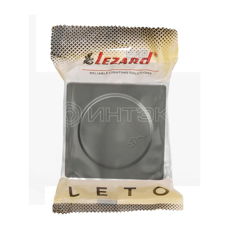 Розетка 1-м ОП LETO с заземл. с крышкой LETO ПБТ платина LEZARD 752-3500-123B изображение, фото
