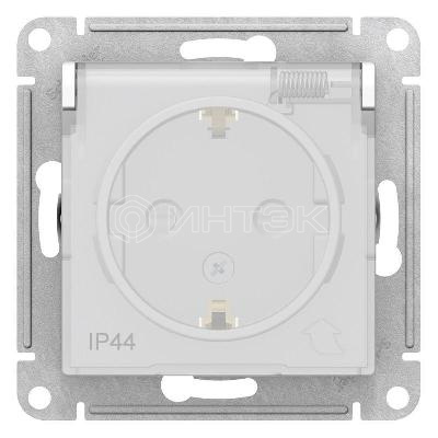 Розетка 1-м СП AtlasDesign Aqua 16А IP44 с заземл. защ. шторки с крышкой механизм бел.  Systeme Electric ATN440146 изображение, фото