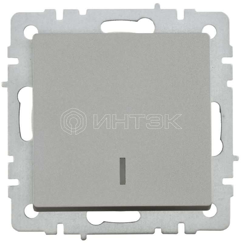Выключатель 1-кл. СП BRITE ВС10-1-1-БрС 10А с индик. механизм сталь IEK BR-V10-1-10-K46 изображение, фото
