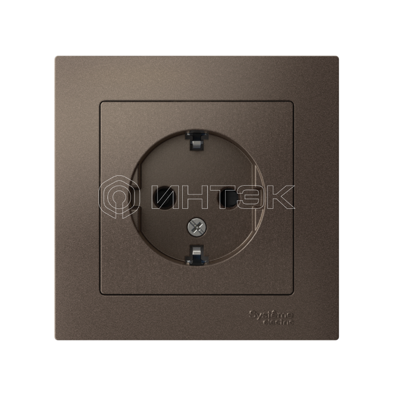 Розетка 1-м СП AtlasDesign 16А IP20 с заземл. защ. шторки в сборе мокко Systeme Electric ATN000644 изображение, фото