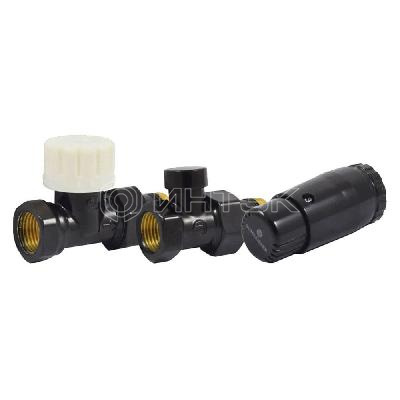Комплект подключения SCHLOSSER STANDARD MINI 1/2quot; прямой, Ral 9005, с термоголовкой MINI М30х1,5 изображение, фото