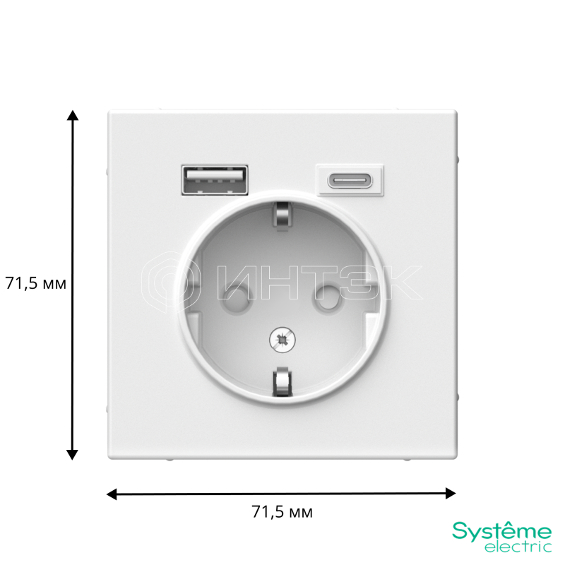 Розетка ArtGallery 16А с 2-мя заряд. устройствами USB A+C 5В/2.4А/3А 2х5В/1.5А механизм бел.  Systeme Electric GAL000132 изображение, фото