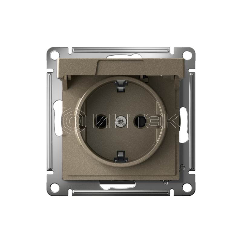 Розетка AtlasDesign 16А IP20 с заземл. защ. шторки с крышкой быстрозажим. клем. механизм шампань Systeme Electric ATN000546S изображение, фото