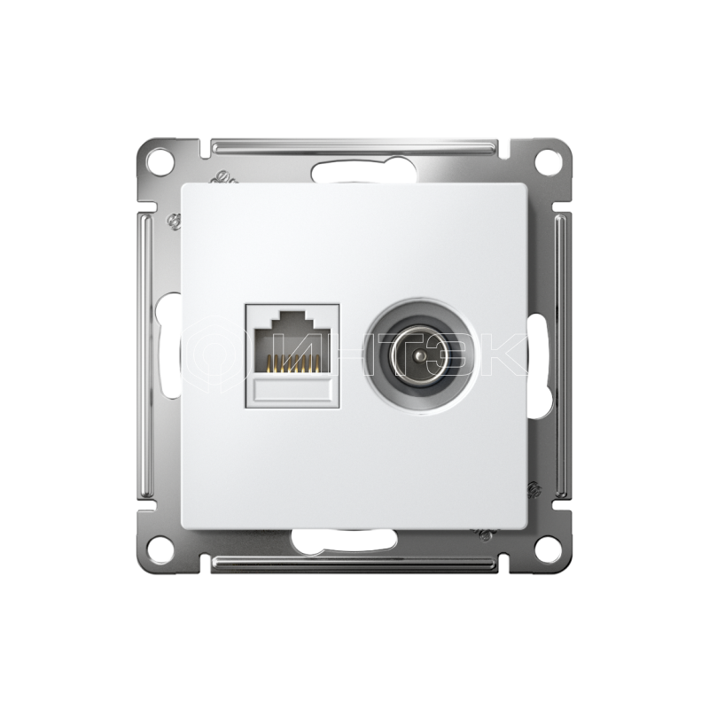 Розетка компьютерная + телевизионная 2-м СП AtlasDesign RJ45 кат.5E + TV механизм бел.  Systeme Electric ATN000189 изображение, фото