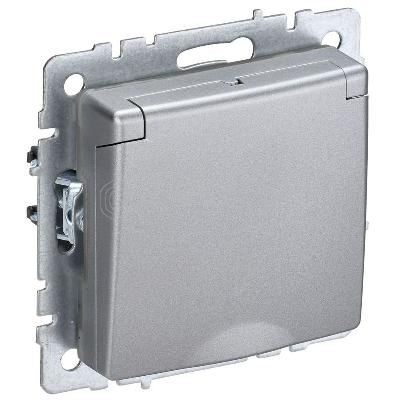 Розетка BRITE РСбш10-3-44-БрА 16А IP44 с заземл. защ. шторки с крышкой механизм алюм. IEK BR-R16-16-44-K47 изображение, фото