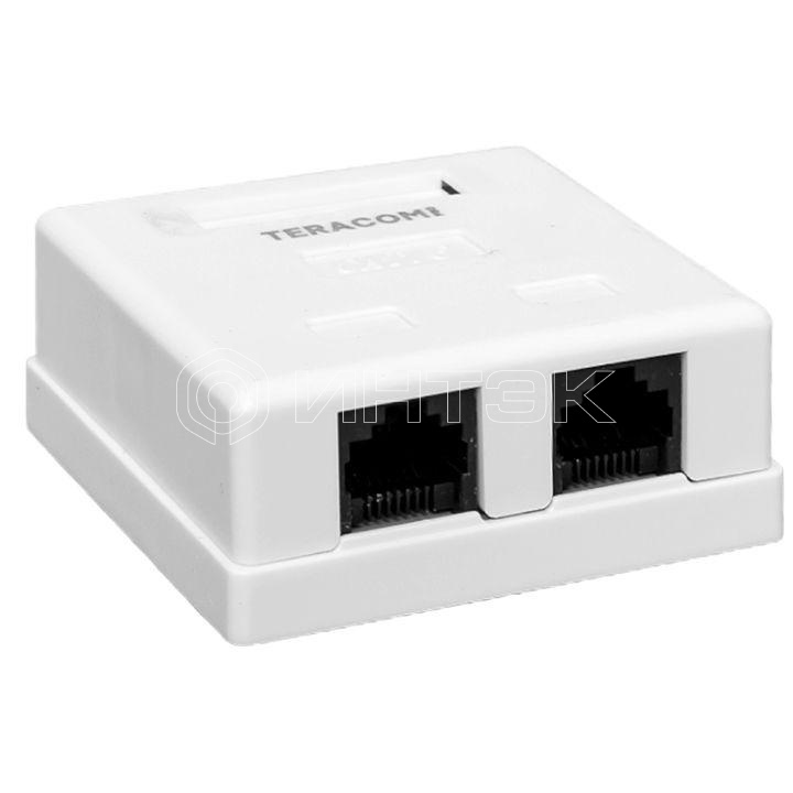 Розетка настенная TERACOM PRO кат.6 неэкранированная 2 порта RJ-45 Dual IDC бел. EKF TRP-WBOX-2RJ45-6UTP-WH изображение, фото