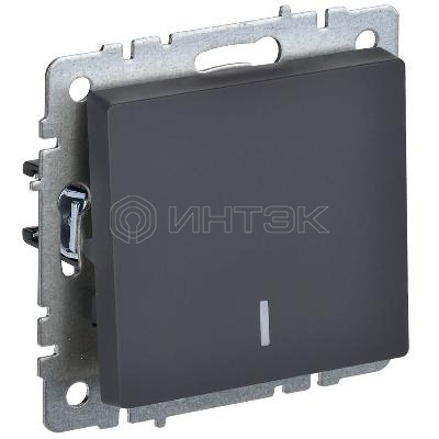Выключатель 1-кл. СП BRITE ВС10-1-1-БрГ 10А с индик. механизм графит IEK BR-V10-1-10-K53 изображение, фото