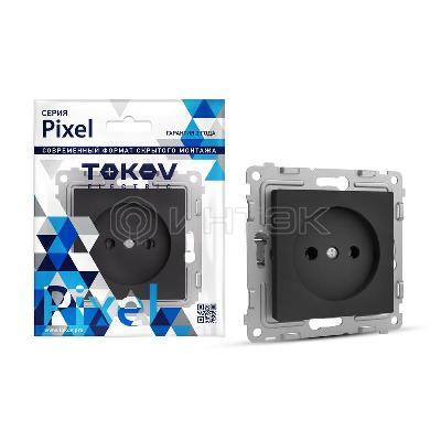 Розетка 1-м СП Pixel 16А IP20 без заземл. механизм карбон TOKOV ELECTRIC TKE-PX-R1-C14 изображение, фото