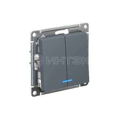 Выключатель 2-кл. СП AtlasDesign 10А IP20 (сх. 5а) 10AX с подсветкой механизм грифель  Systeme Electric ATN000753 изображение, фото