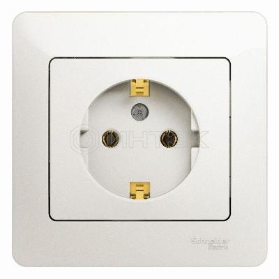 Розетка 1-м СП Glossa 16А IP20 с заземл. в сборе перламутр. Systeme Electric GSL000642 изображение, фото