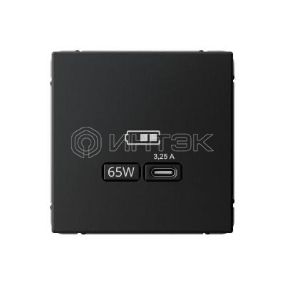 Розетка USB ArtGallery тип C 65Вт QC PD высокоскор. ЗУ механизм карбон Systeme Electric GAL001027 изображение, фото