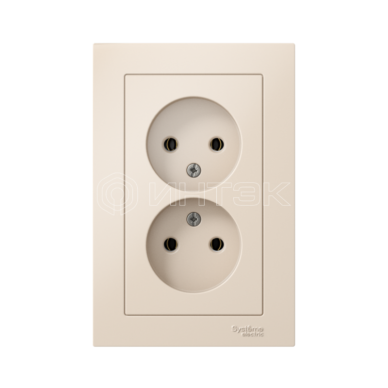 Розетка 2-м СП AtlasDesign 16А IP20 без заземл. в сборе беж.  Systeme Electric ATN000220 изображение, фото