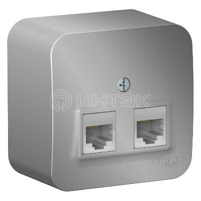 Розетка компьютерная 2-м ОП Blanca RJ45 кат.5E с изолир. пластиной алюм. Systeme Electric BLNIA045453 изображение, фото
