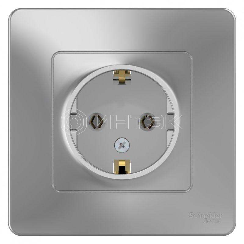 Розетка 1-м СП Blanca 16А IP20 250В с заземл. без защ. шторок алюм.  Systeme Electric BLNRS001013 изображение, фото