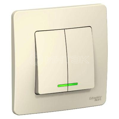 Выключатель 2-кл. СП Blanca 6А IP20 (сх. 5) 250В с подсветкой молочн. Systeme Electric BLNVS006512 изображение, фото