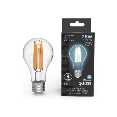 Лампа светодиодная филаментная Black Filament 26Вт A70 грушевидная 4100К нейтр. бел. E27 2700лм GAUSS 102902226 изображение, фото