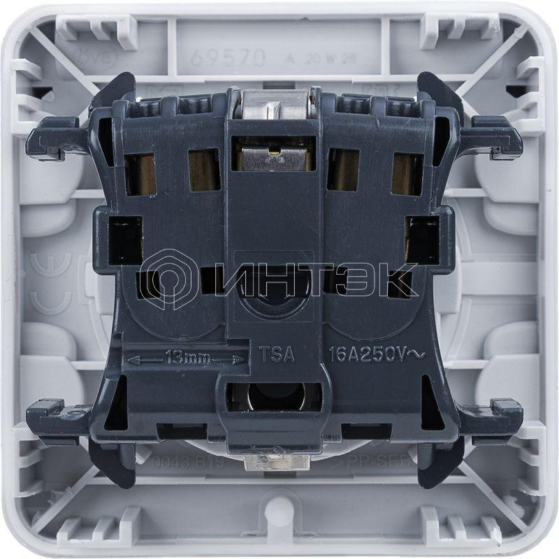Розетка 1-м СП Plexo 16А IP55 2P+E с заземл. с крышкой немецк. стандарт безвинтов. клеммы механизм сер. Legrand 069570 изображение, фото
