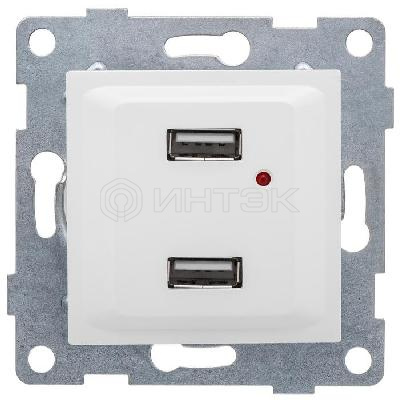 Розетка USB 2-м СП Ugra механизм бел. GUSI С11USB2-001 изображение, фото