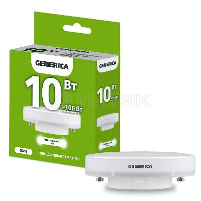 Лампа светодиодная T80 10Вт таблетка 4000К GX53 230В GENERICA LL-T80-10-230-40-GX53-G изображение, фото