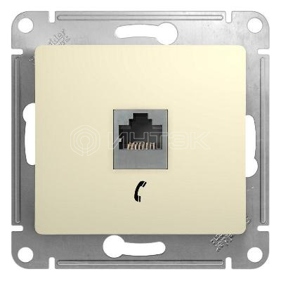 Розетка телефонная 1-м СП Glossa RJ11 механизм беж. Systeme Electric GSL000281T изображение, фото