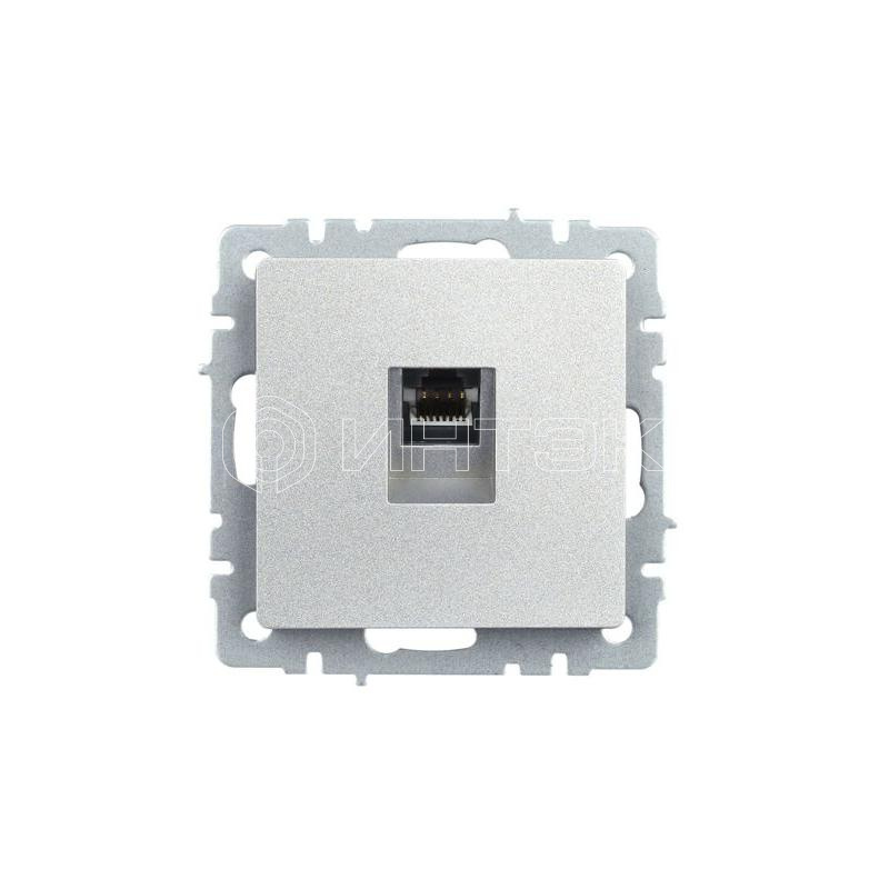Розетка компьютерная СП RJ45 кат.5E BRITE РК10-БрА механизм алюм. IEK BR-K10-1-K47 изображение, фото