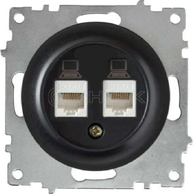 Розетка компьютерная 2-м СП Florence RJ45 кат.5E механизм черн. (1E20901303) OneKeyElectro 2172818 изображение, фото