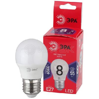 Лампа светодиодная RED LINE LED P45-8W-865-E27 R 8Вт P45 шар 6500К холод. бел. E27 Эра Б0045359 изображение, фото